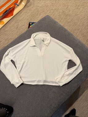 Caution To The Wind Cream Knit Polo Top